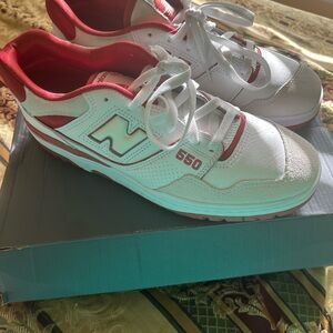 New Balance Women's 550 White and Red Sneakers
